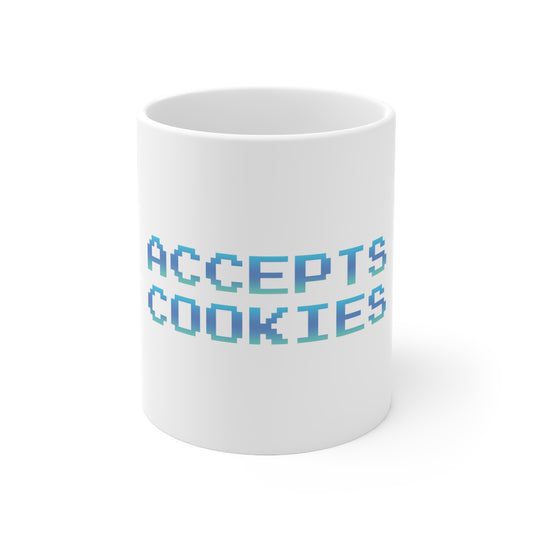 Accepts Cookies Cool Blue Ceramic Mug